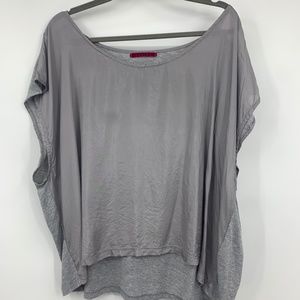 Velvet‎ womens small blouse silk contrast cap sleeve oversized light weight gray